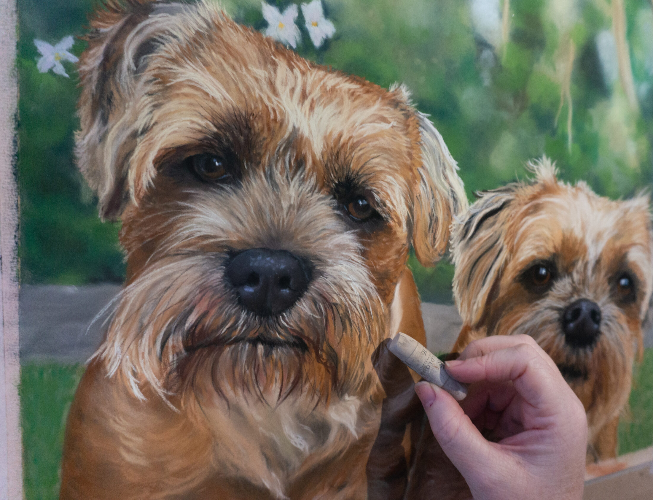 Painting pet portraits pastel painting dogs