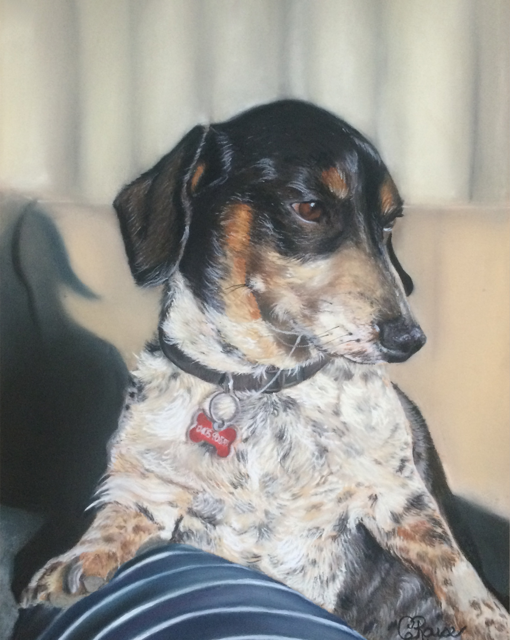 pastel painting of daschund